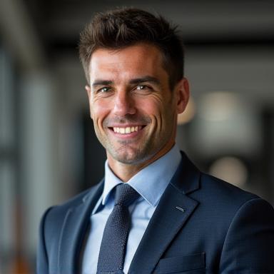 Ritratto professionale del personal trainer Marco Esposito, sorridente e determinato.